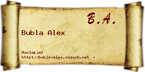 Bubla Alex névjegykártya